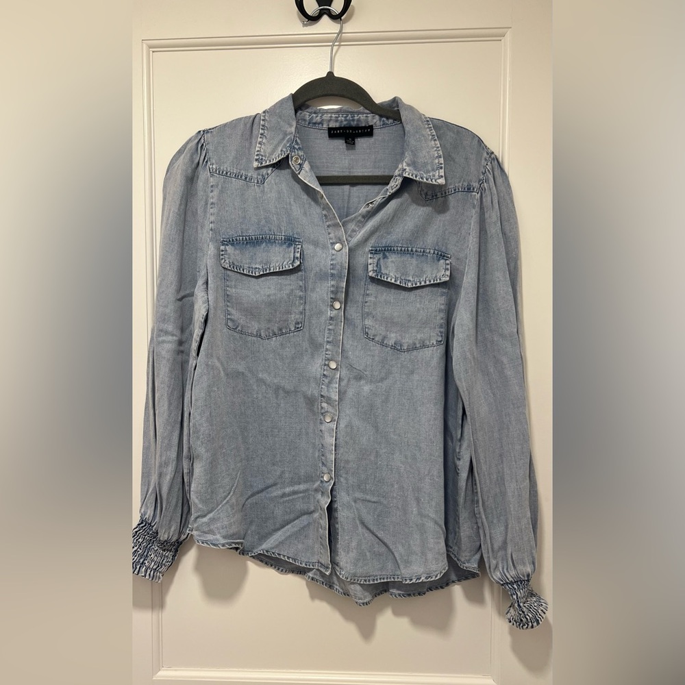 Jane and Delancey Chambray Button Down Shirt